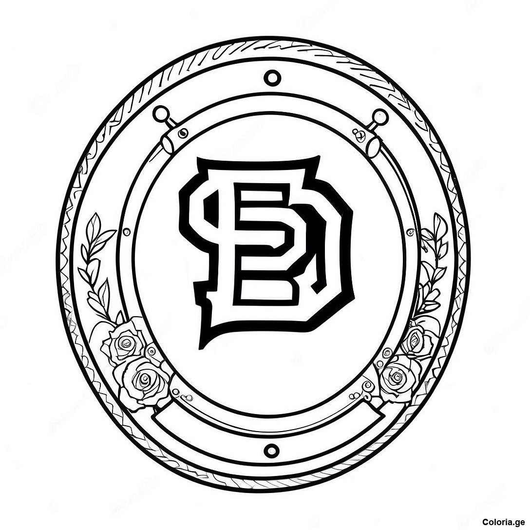 Page à colorier Page De Coloriage Du Logo Vintage Des Padres imprimable gratuitement de la collection Sports — dessin en noir et blanc pour enfants et adultes.