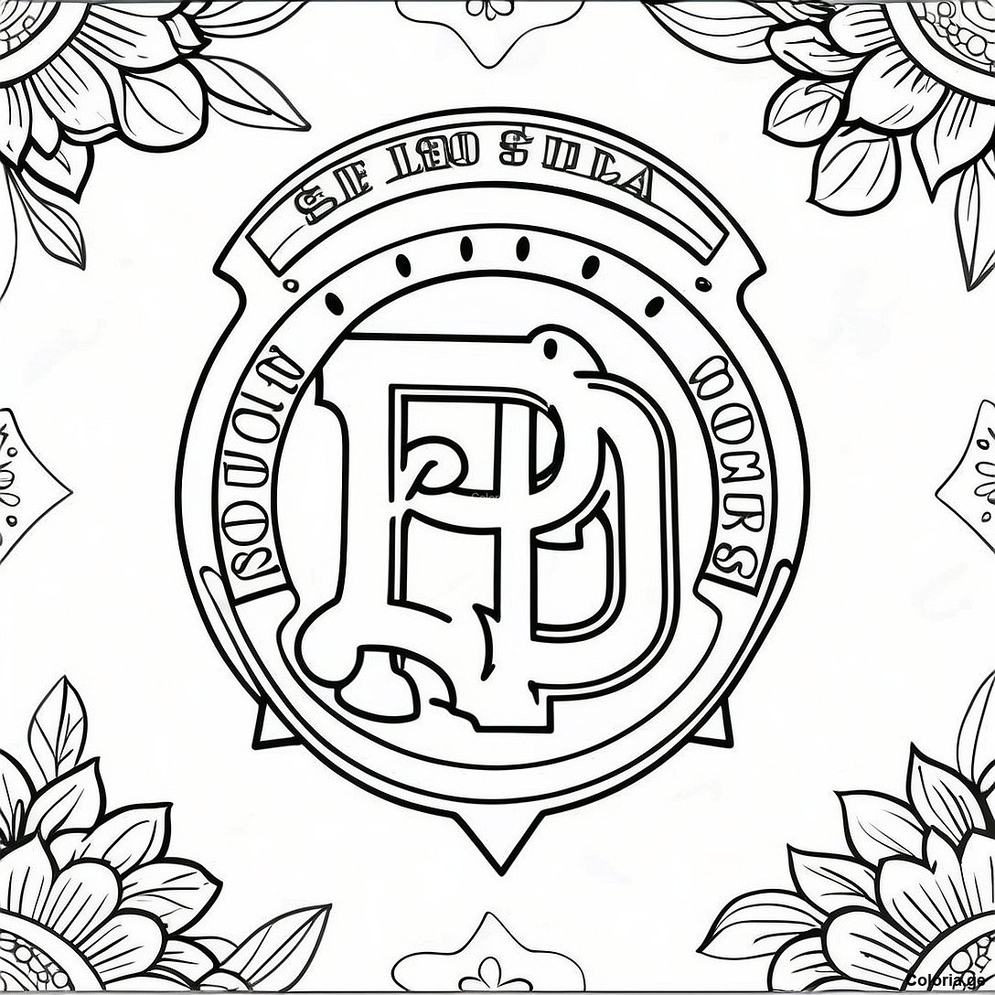 Page à colorier Page De Coloriage Du Logo Vintage Des Padres imprimable gratuitement de la collection Sports — dessin en noir et blanc pour enfants et adultes.