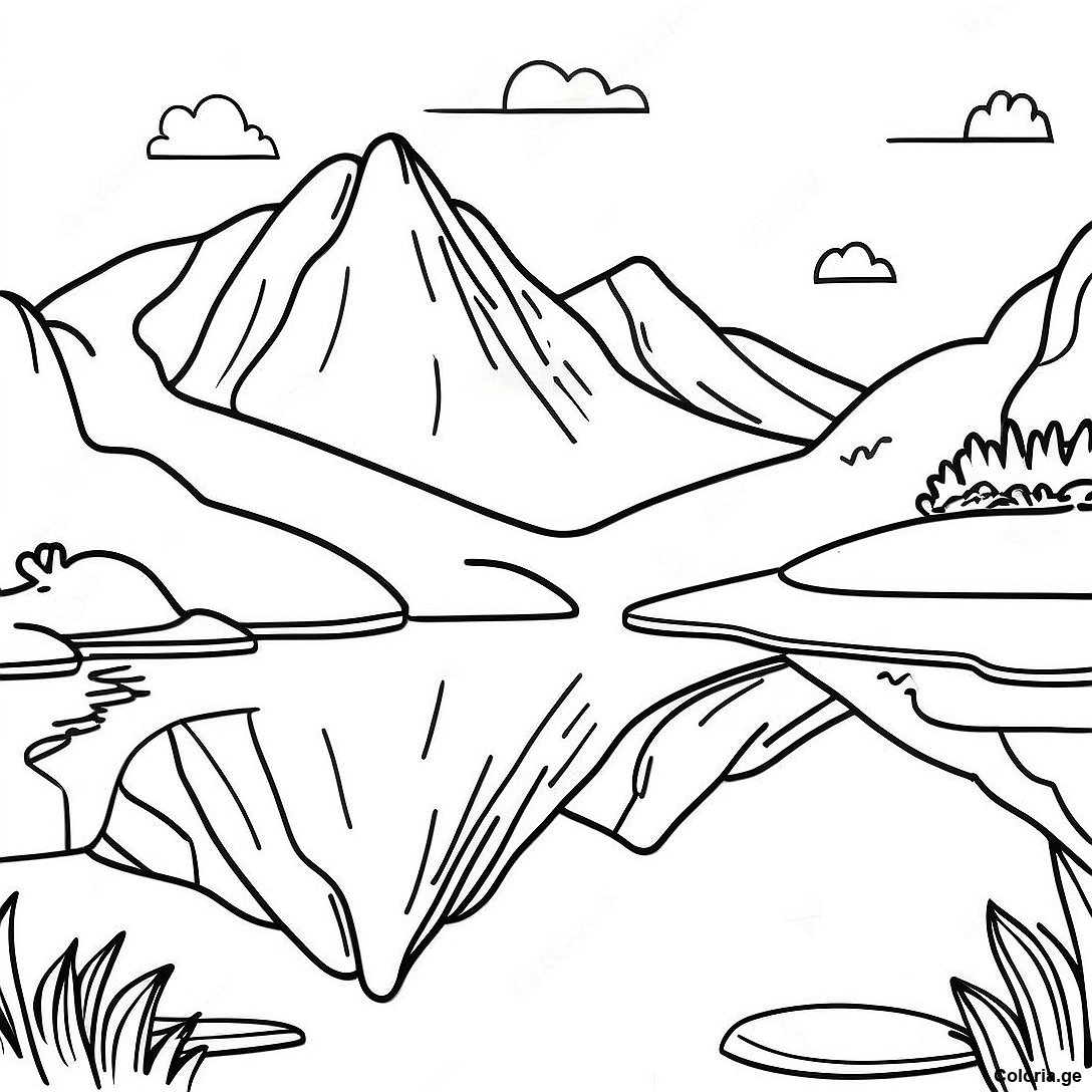Page à colorier Page De Coloriage Du Reflet D'un Lac De Montagne Serein imprimable gratuitement de la collection Divers — dessin en noir et blanc pour enfants et adultes.