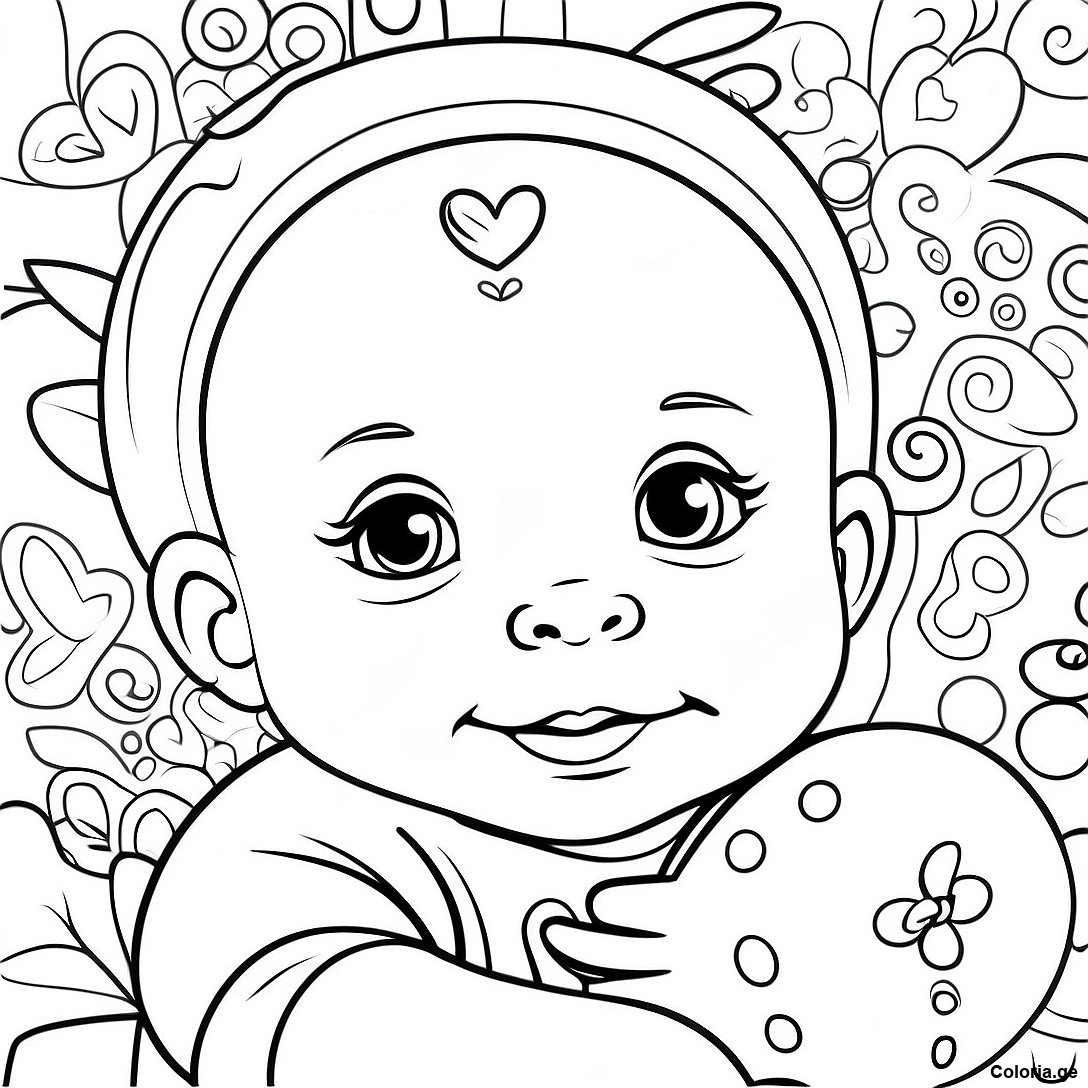 Page à colorier Page De Coloriage Du Visage De Bébé Nouveau-Né Réaliste imprimable gratuitement de la collection Personnes — dessin en noir et blanc pour enfants et adultes.