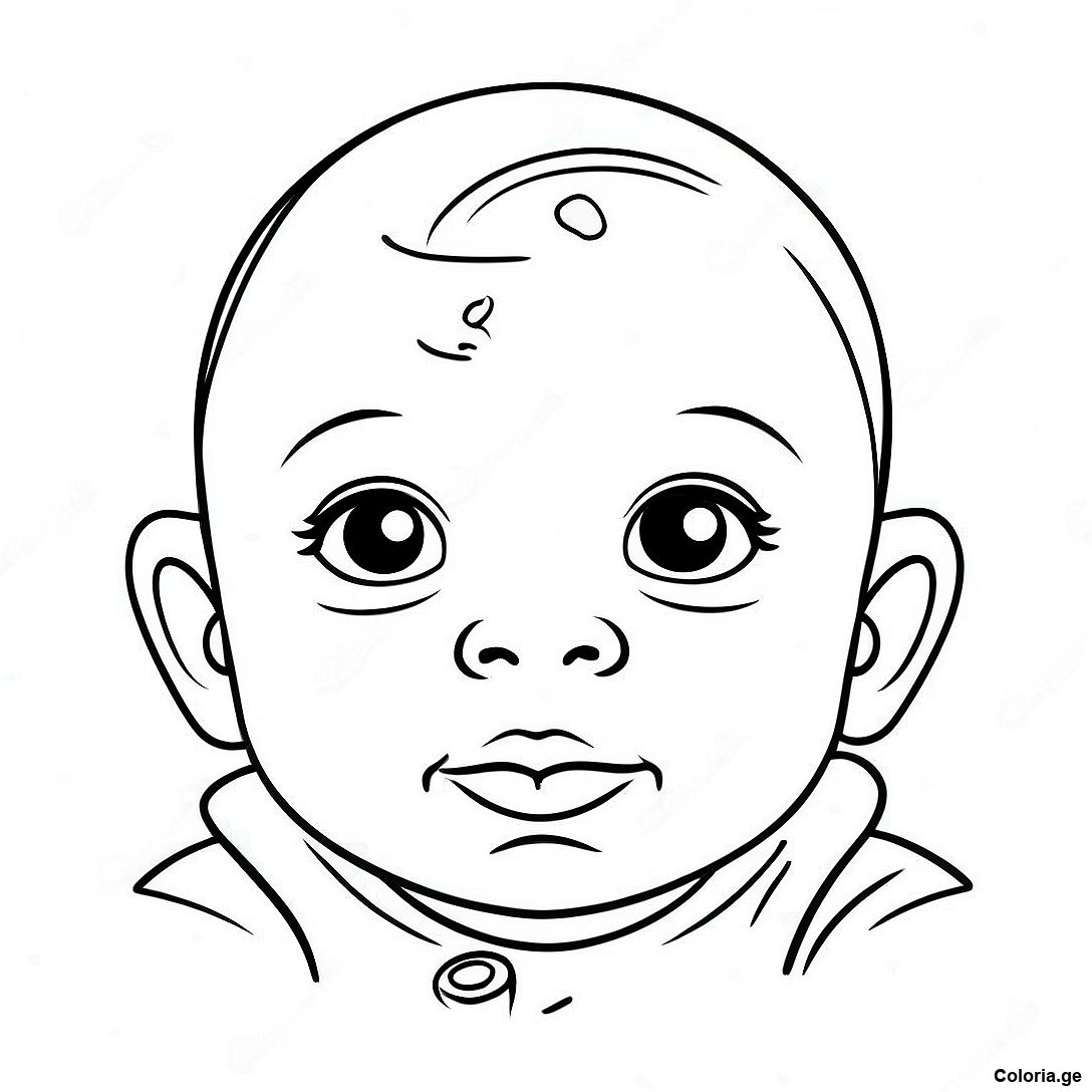 Page à colorier Page De Coloriage Du Visage De Bébé Nouveau-Né Réaliste imprimable gratuitement de la collection Personnes — dessin en noir et blanc pour enfants et adultes.