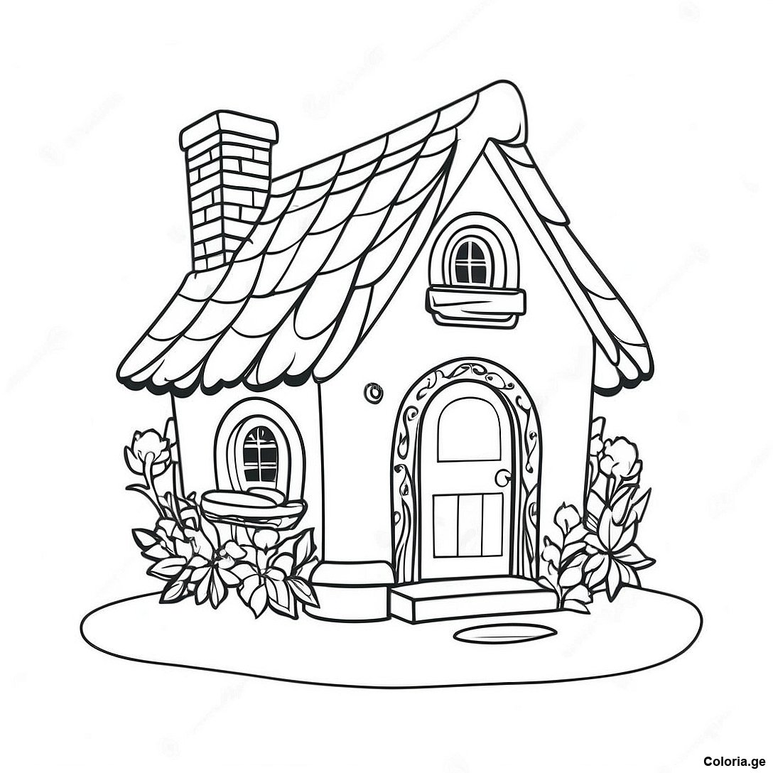 Page De Coloriage Dun Cottage Charmant 87596 28069