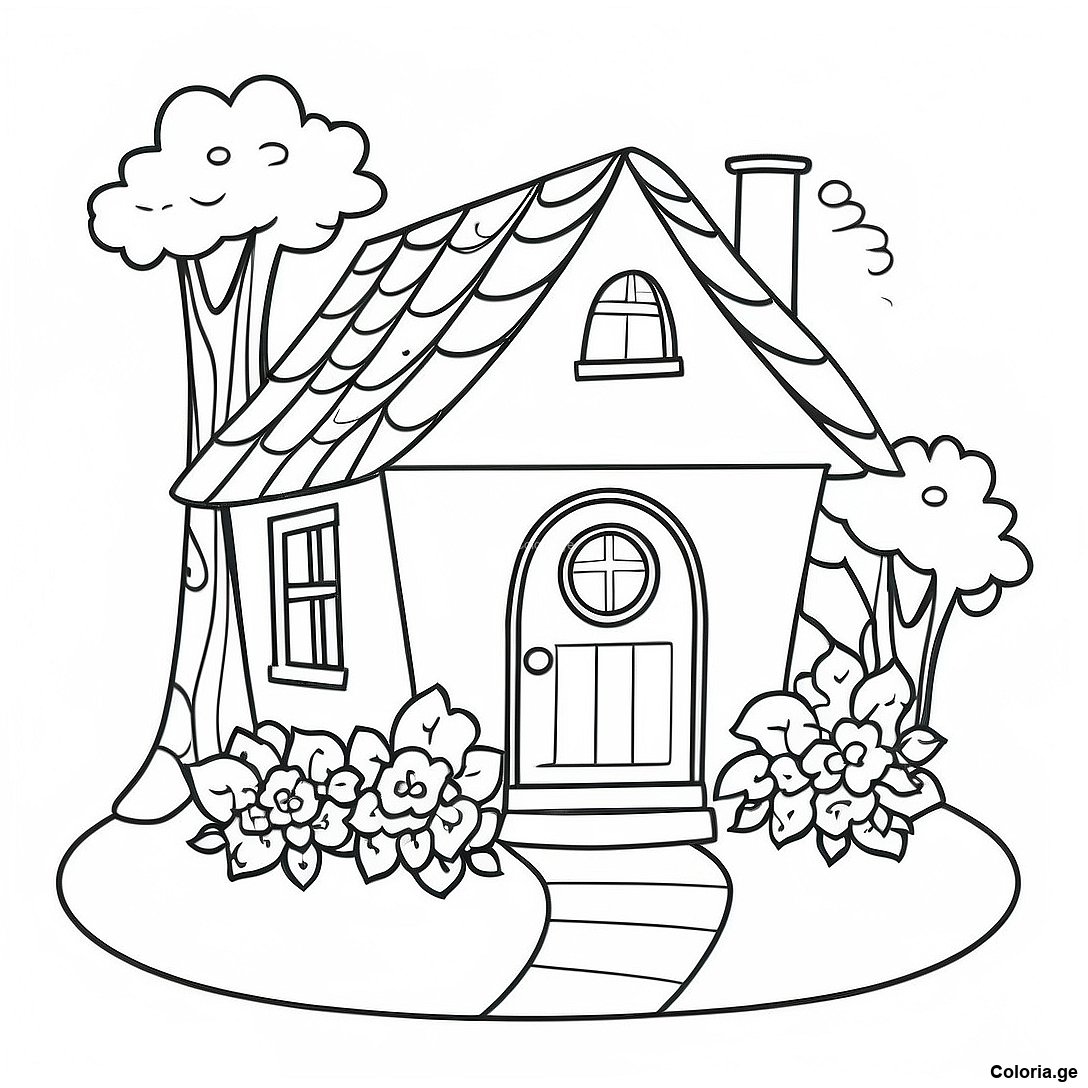 Page De Coloriage Dun Cottage Charmant 87596 28070