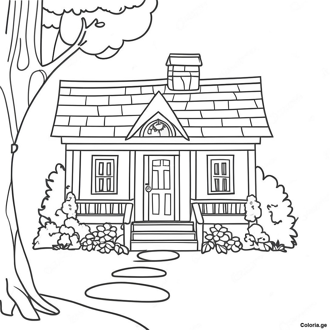 Page De Coloriage Dun Cottage Charmant 87596 28072