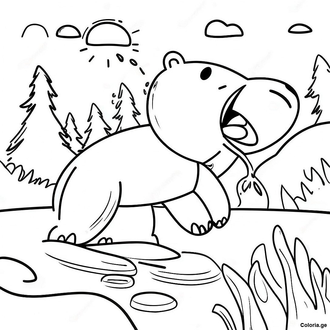 Page De Coloriage Dun Ours Grizzly Joueur En Train De Pecher 119993 54837