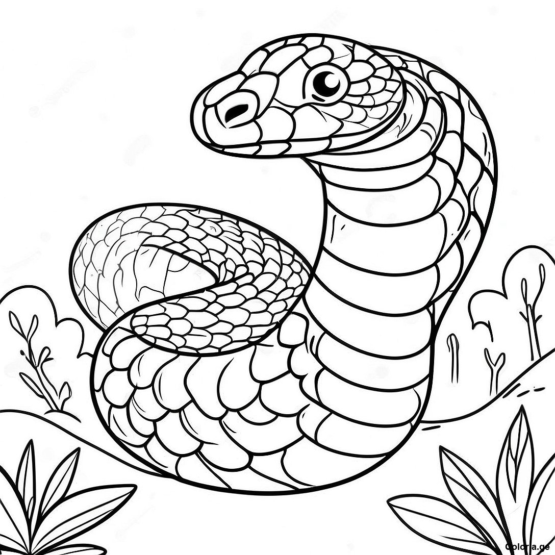 Page à colorier Page De Coloriage D'un Python Réaliste Dans La Nature imprimable gratuitement de la collection Animaux — dessin en noir et blanc pour enfants et adultes.