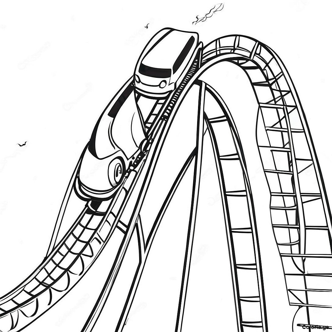 Page à colorier Page De Coloriage D'une Montée D'adrénaline En Montagnes Russes imprimable gratuitement de la collection Divers — dessin en noir et blanc pour enfants et adultes.
