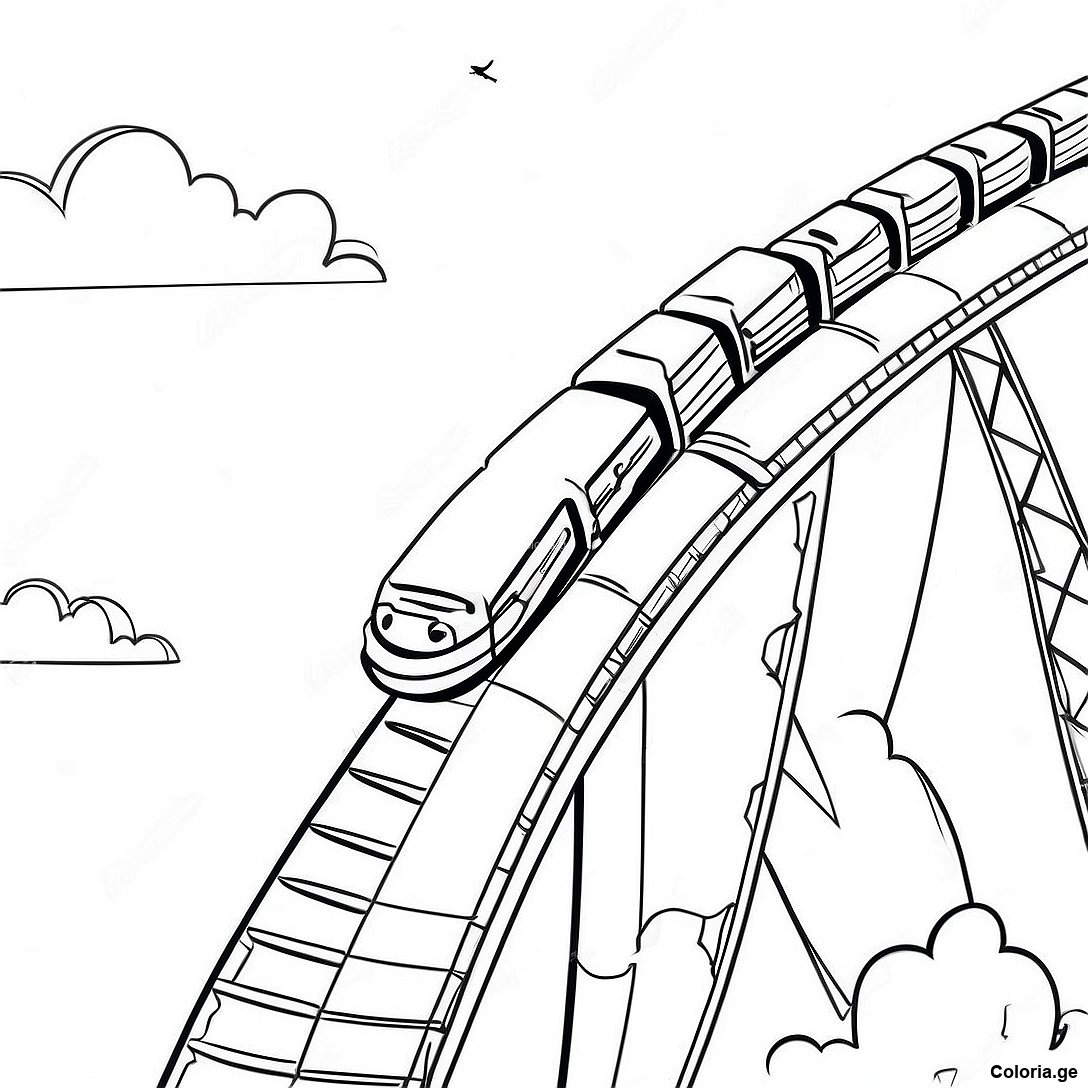 Page à colorier Page De Coloriage D'une Montée D'adrénaline En Montagnes Russes imprimable gratuitement de la collection Divers — dessin en noir et blanc pour enfants et adultes.