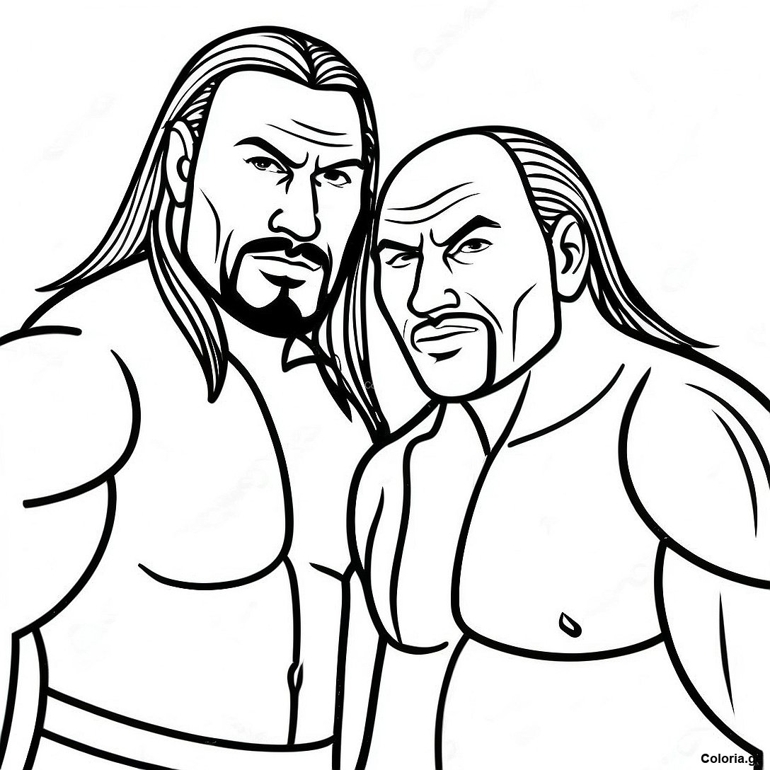 Page à colorier Page De Coloriage Dynamique De L'équipe De Tag Wwe imprimable gratuitement de la collection Divers — dessin en noir et blanc pour enfants et adultes.