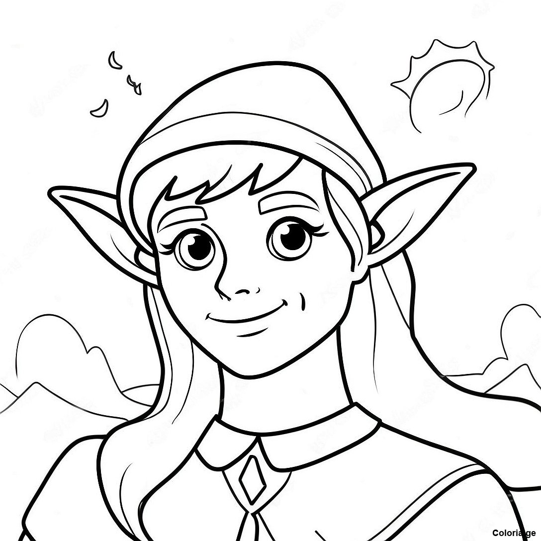 Page à colorier Page De Coloriage Elfe Réaliste Mystérieux Avec La Lumière De La Lune imprimable gratuitement de la collection Pour Adultes — dessin en noir et blanc pour enfants et adultes.