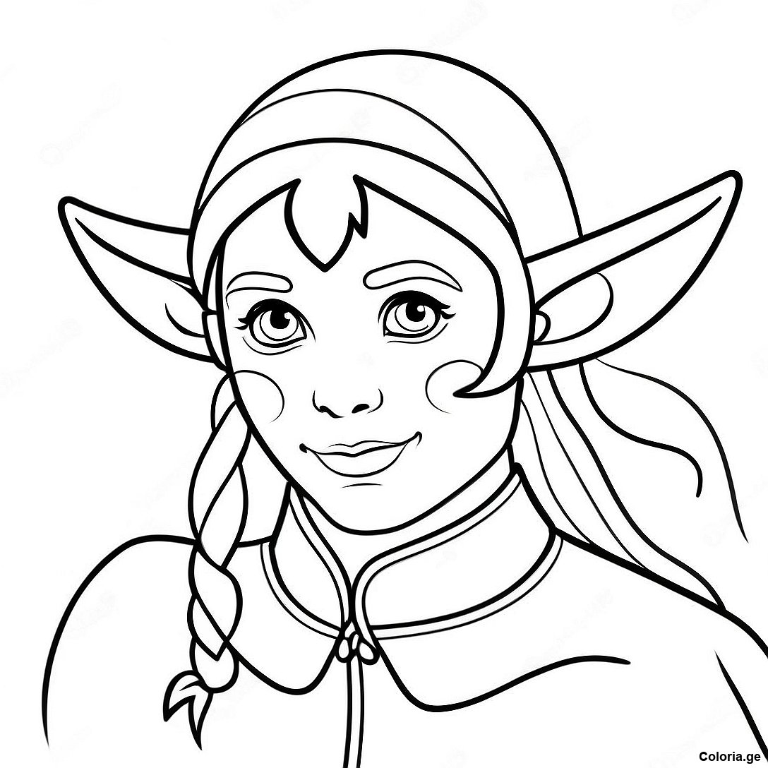 Page à colorier Page De Coloriage Elfe Réaliste Mystérieux Avec La Lumière De La Lune imprimable gratuitement de la collection Pour Adultes — dessin en noir et blanc pour enfants et adultes.