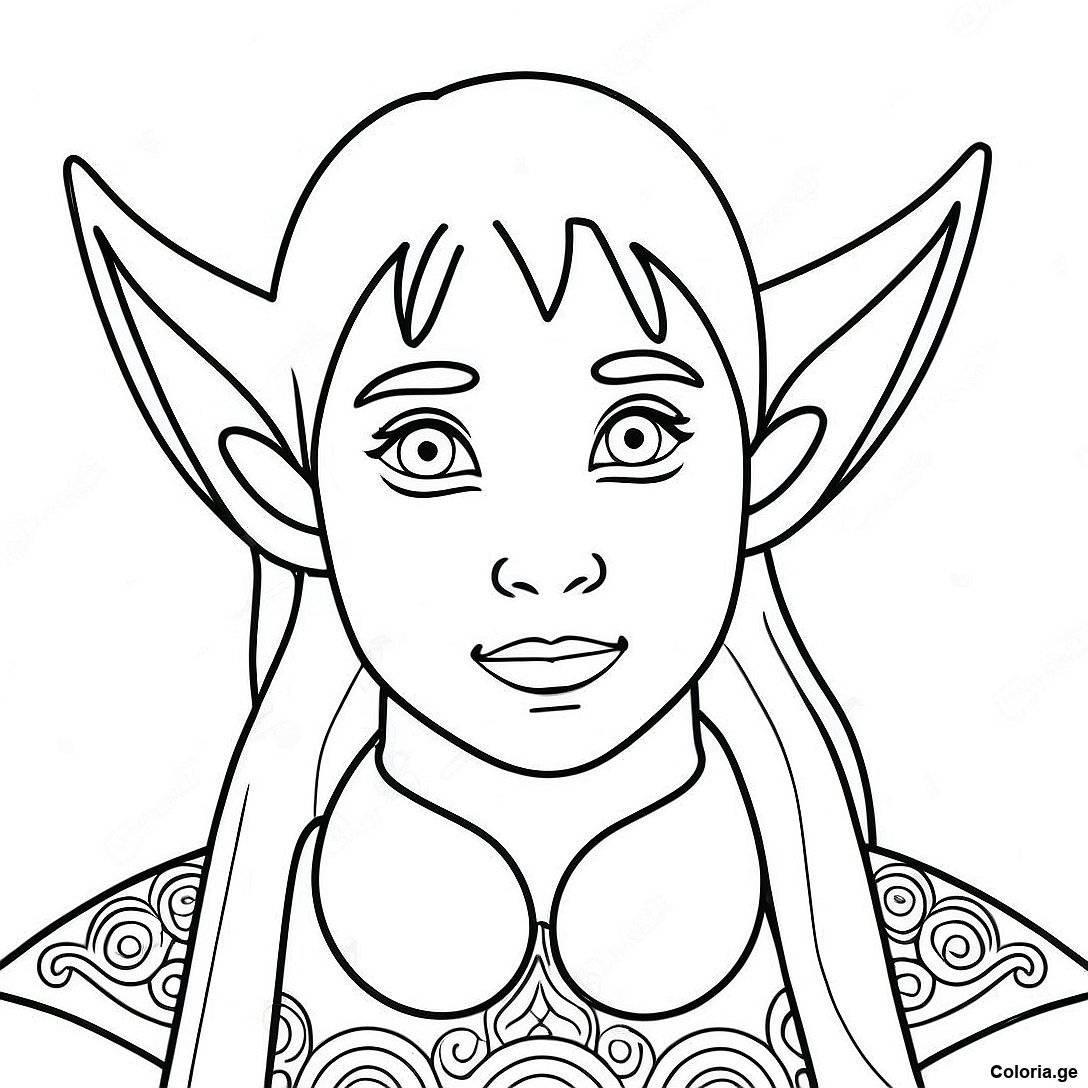 Page à colorier Page De Coloriage Elfe Réaliste imprimable gratuitement de la collection Pour Adultes — dessin en noir et blanc pour enfants et adultes.