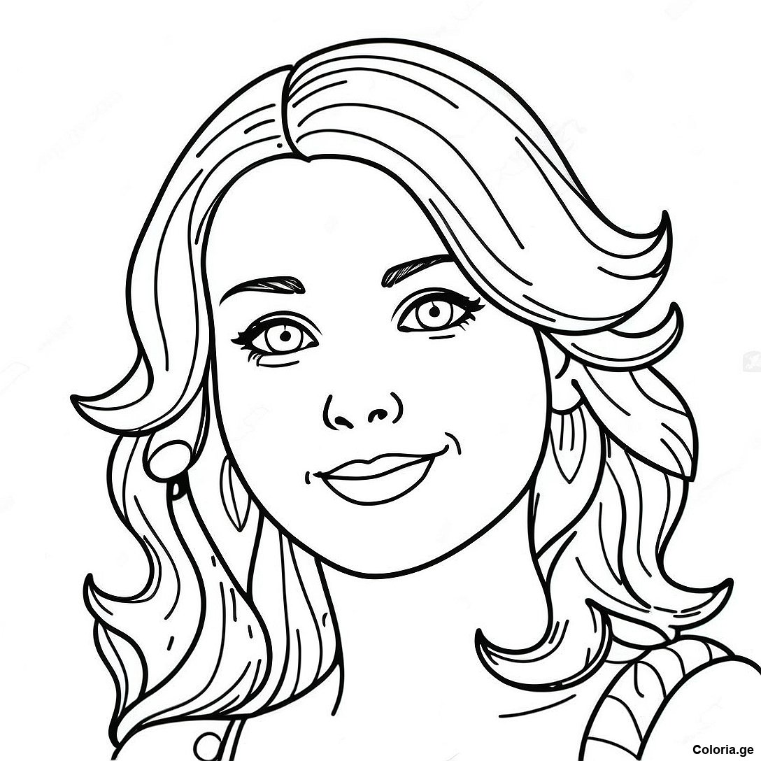 Page à colorier Page De Coloriage Jolie Fille Réaliste imprimable gratuitement de la collection Divers — dessin en noir et blanc pour enfants et adultes.