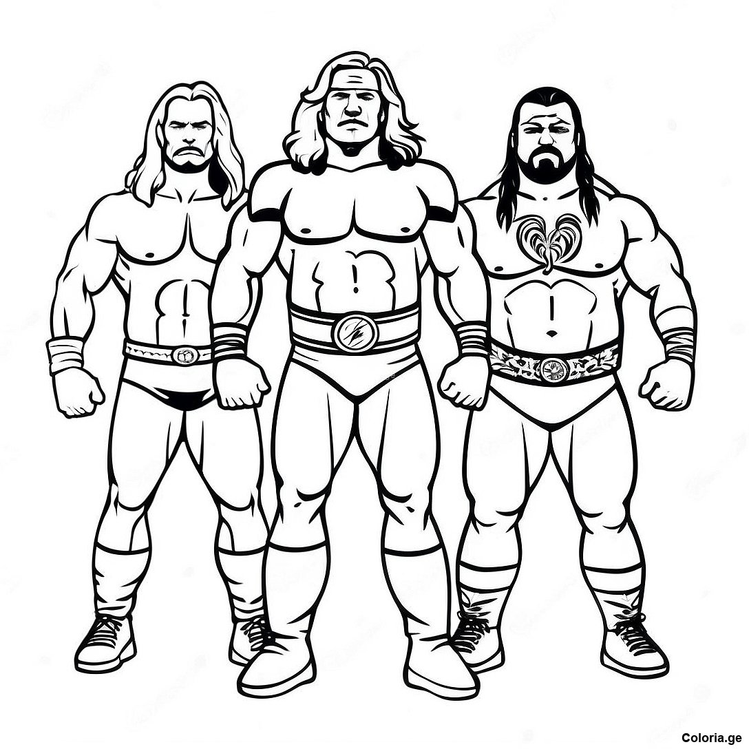 Page à colorier Page De Coloriage Lutteurs Wwe Vintage imprimable gratuitement de la collection Divers — dessin en noir et blanc pour enfants et adultes.