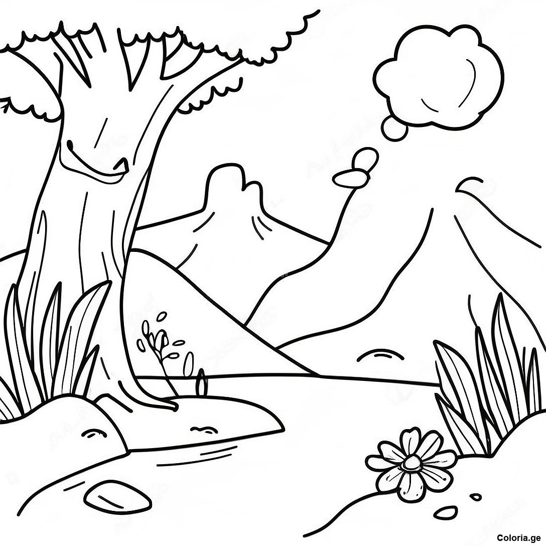 Page à colorier Page De Coloriage Nature Réaliste imprimable gratuitement de la collection Nature — dessin en noir et blanc pour enfants et adultes.