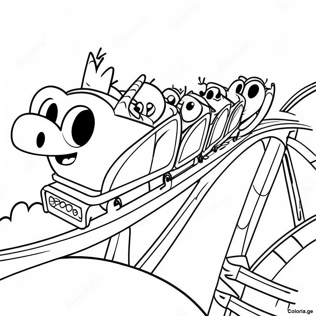 Page à colorier Page De Coloriage Phineas Et Ferb Construisant Des Montagnes Russes imprimable gratuitement de la collection Émissions de Télévision pour Enfants — dessin en noir et blanc pour enfants et adultes.