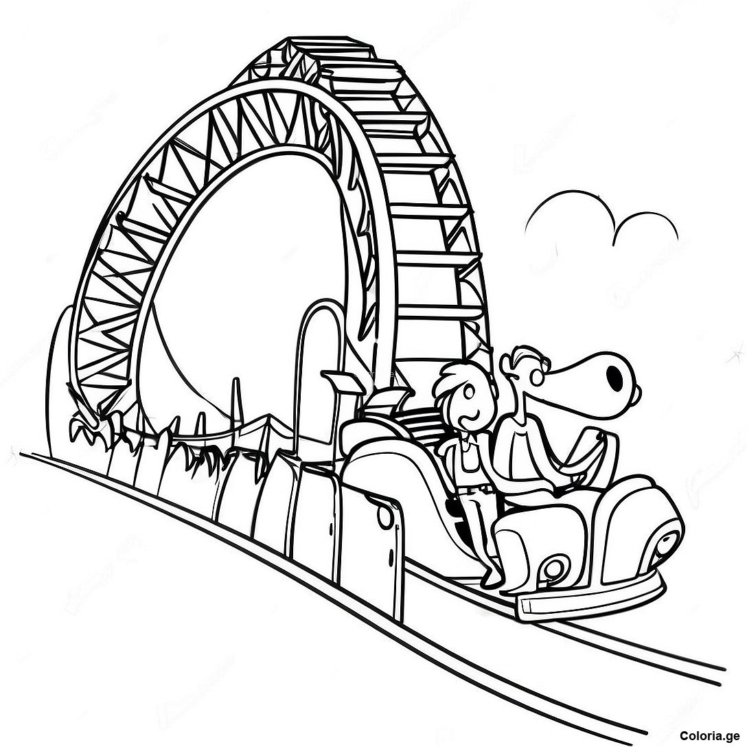 Page à colorier Page De Coloriage Phineas Et Ferb Construisant Des Montagnes Russes imprimable gratuitement de la collection Émissions de Télévision pour Enfants — dessin en noir et blanc pour enfants et adultes.