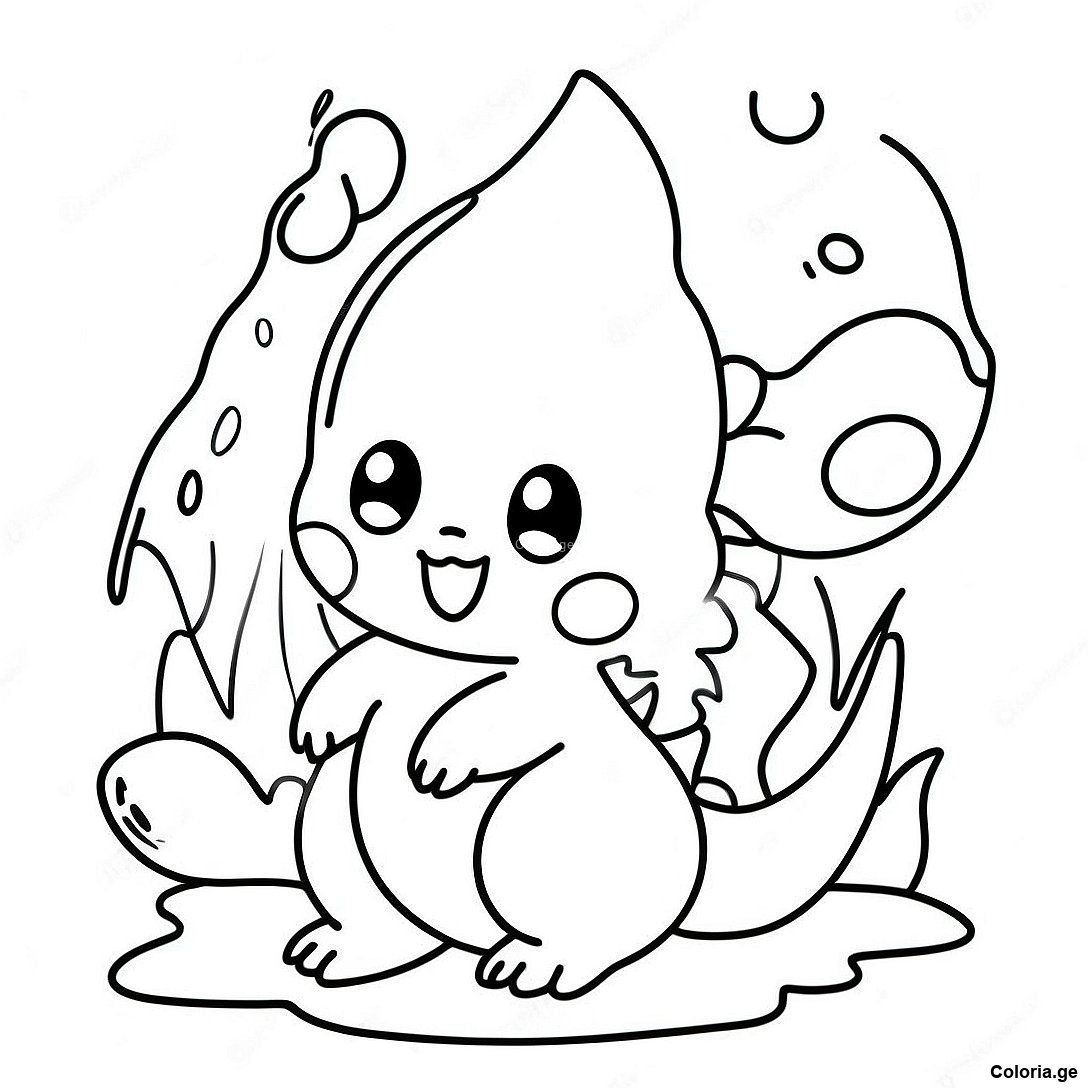 Page à colorier Page De Coloriage Pokémon De Type Eau Espiègle imprimable gratuitement de la collection Pokemon — dessin en noir et blanc pour enfants et adultes.