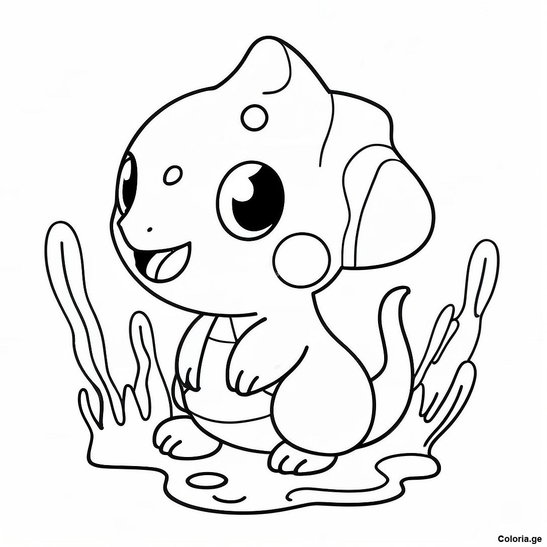 Page à colorier Page De Coloriage Pokémon De Type Eau Mignon imprimable gratuitement de la collection Pokemon — dessin en noir et blanc pour enfants et adultes.