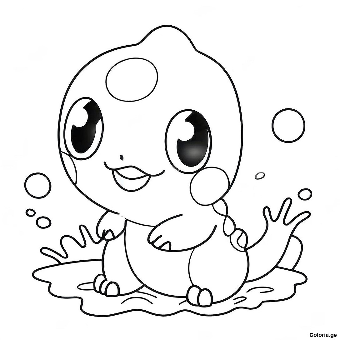 Page à colorier Page De Coloriage Pokémon De Type Eau Mignon imprimable gratuitement de la collection Pokemon — dessin en noir et blanc pour enfants et adultes.