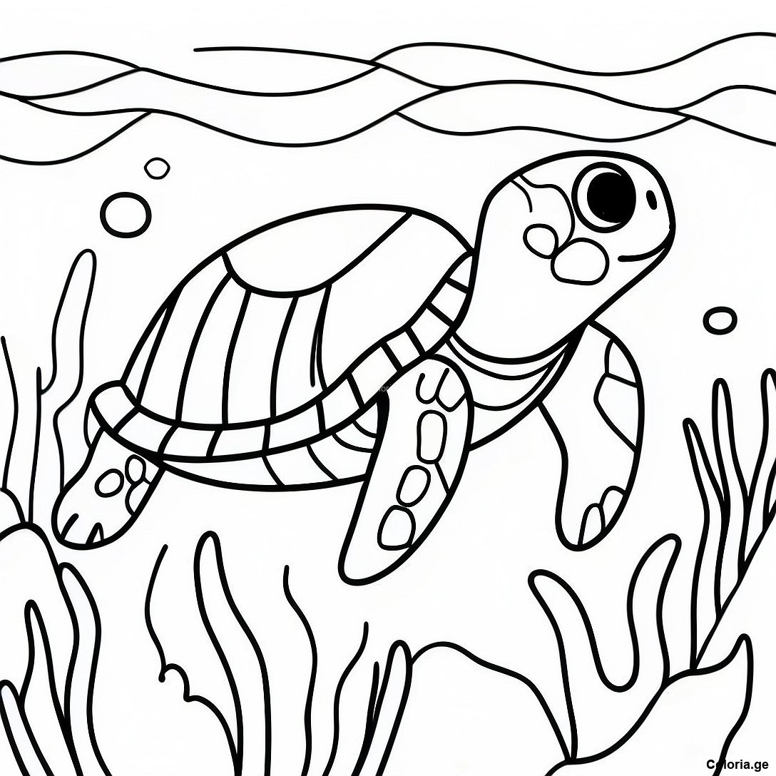 Page De Coloriage Realiste De Tortue De Mer Sous Leau 101293 39803