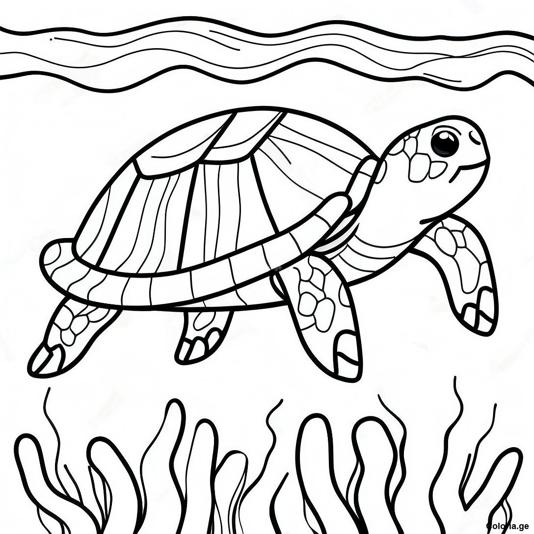 Page De Coloriage Realiste De Tortue De Mer Sous Leau 101293 39804