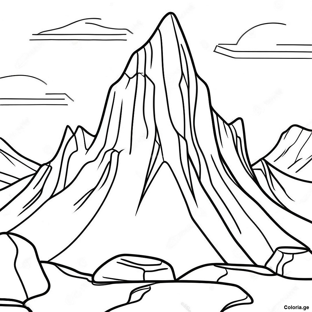 Page à colorier Page De Coloriage Roche De Montagne Dentelée imprimable gratuitement de la collection Divers — dessin en noir et blanc pour enfants et adultes.
