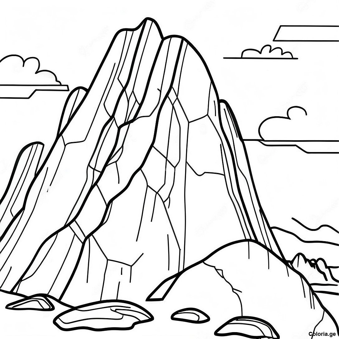 Page à colorier Page De Coloriage Roche De Montagne Dentelée imprimable gratuitement de la collection Divers — dessin en noir et blanc pour enfants et adultes.