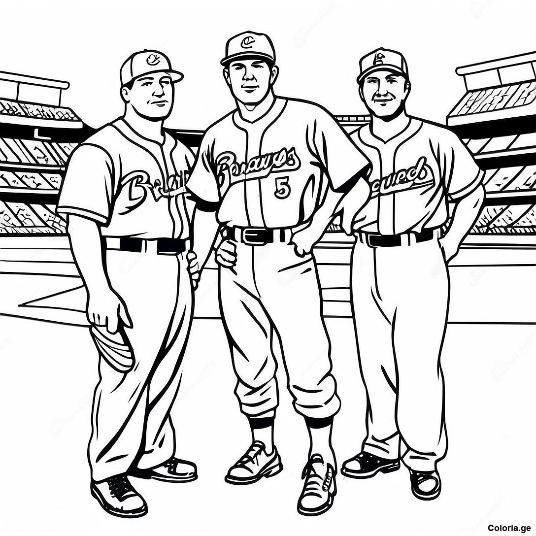 Page à colorier Page De Coloriage Vintage Des Atlanta Braves imprimable gratuitement de la collection Sports — dessin en noir et blanc pour enfants et adultes.