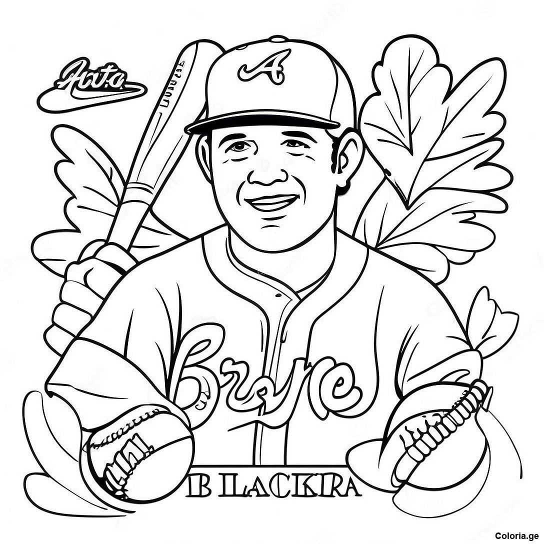 Page à colorier Page De Coloriage Vintage Des Atlanta Braves imprimable gratuitement de la collection Sports — dessin en noir et blanc pour enfants et adultes.