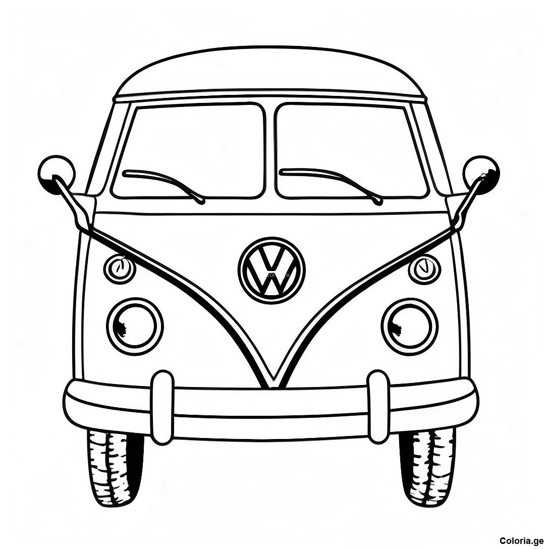 Page à colorier Page De Coloriage Volkswagen Bus Vintage imprimable gratuitement de la collection Voitures — dessin en noir et blanc pour enfants et adultes.