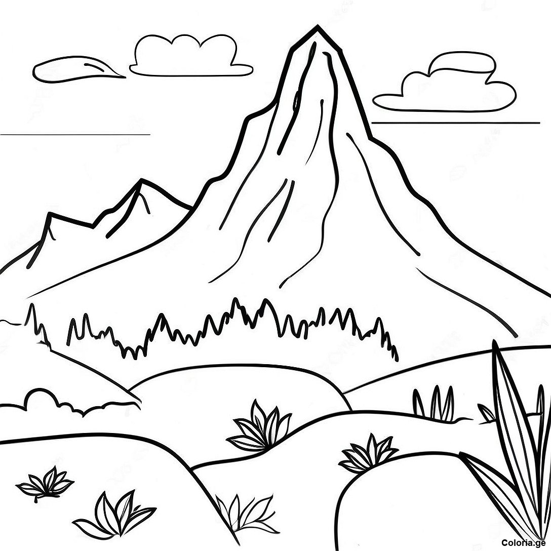 Page à colorier Page De Coloriage Vue Majestueuse Sur La Montagne imprimable gratuitement de la collection Divers — dessin en noir et blanc pour enfants et adultes.