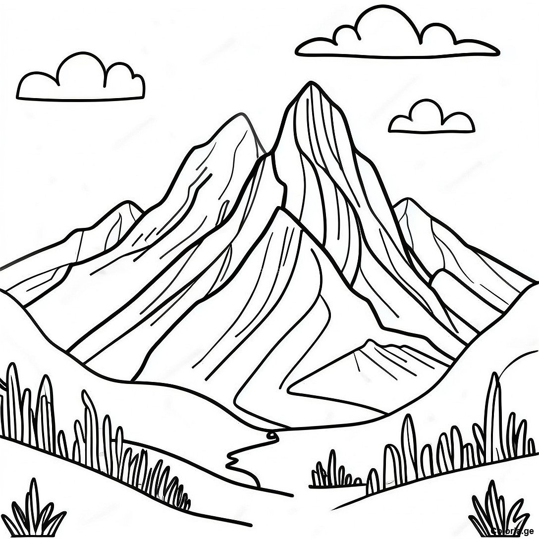 Page à colorier Page De Coloriage Vue Majestueuse Sur La Montagne imprimable gratuitement de la collection Divers — dessin en noir et blanc pour enfants et adultes.