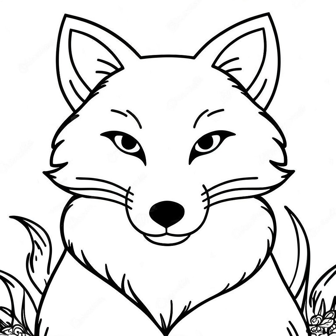 Page à colorier Renard Réaliste Page À Colorier imprimable gratuitement de la collection Animaux — dessin en noir et blanc pour enfants et adultes.