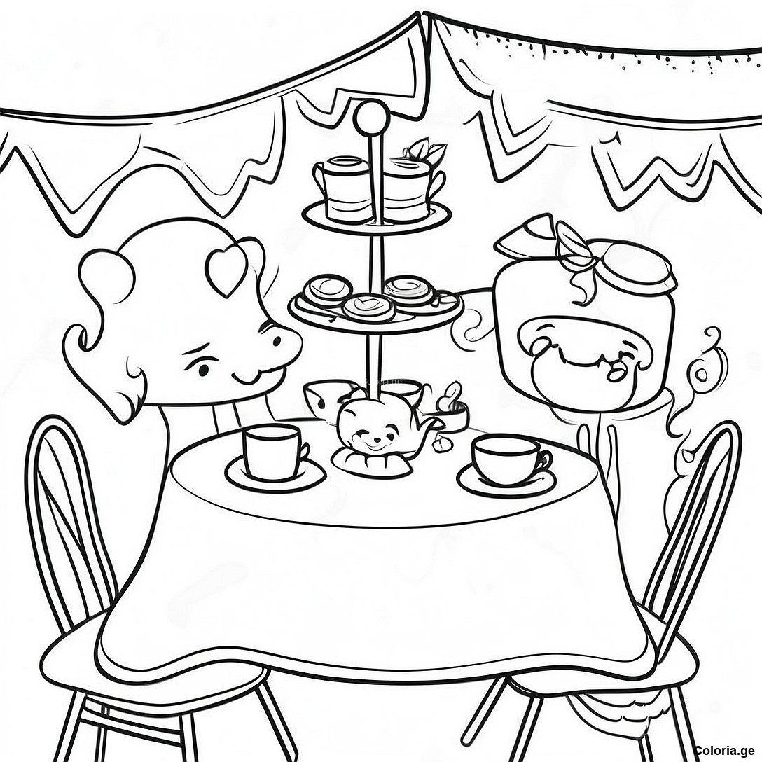 Scene De Fete Du The Vintage Page De Coloriage 79798 21890