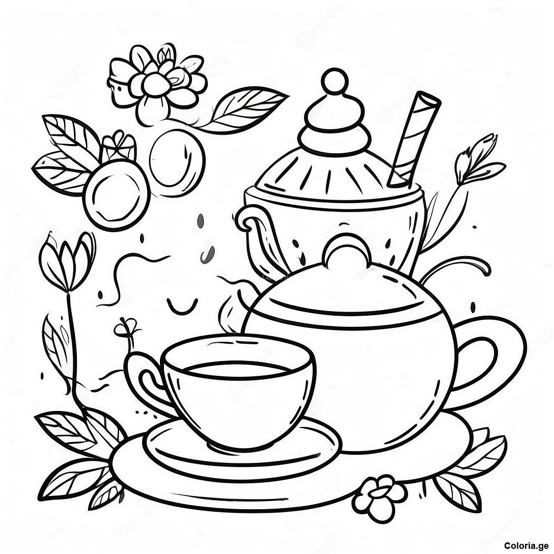 Scene De Fete Du The Vintage Page De Coloriage 79798 21891