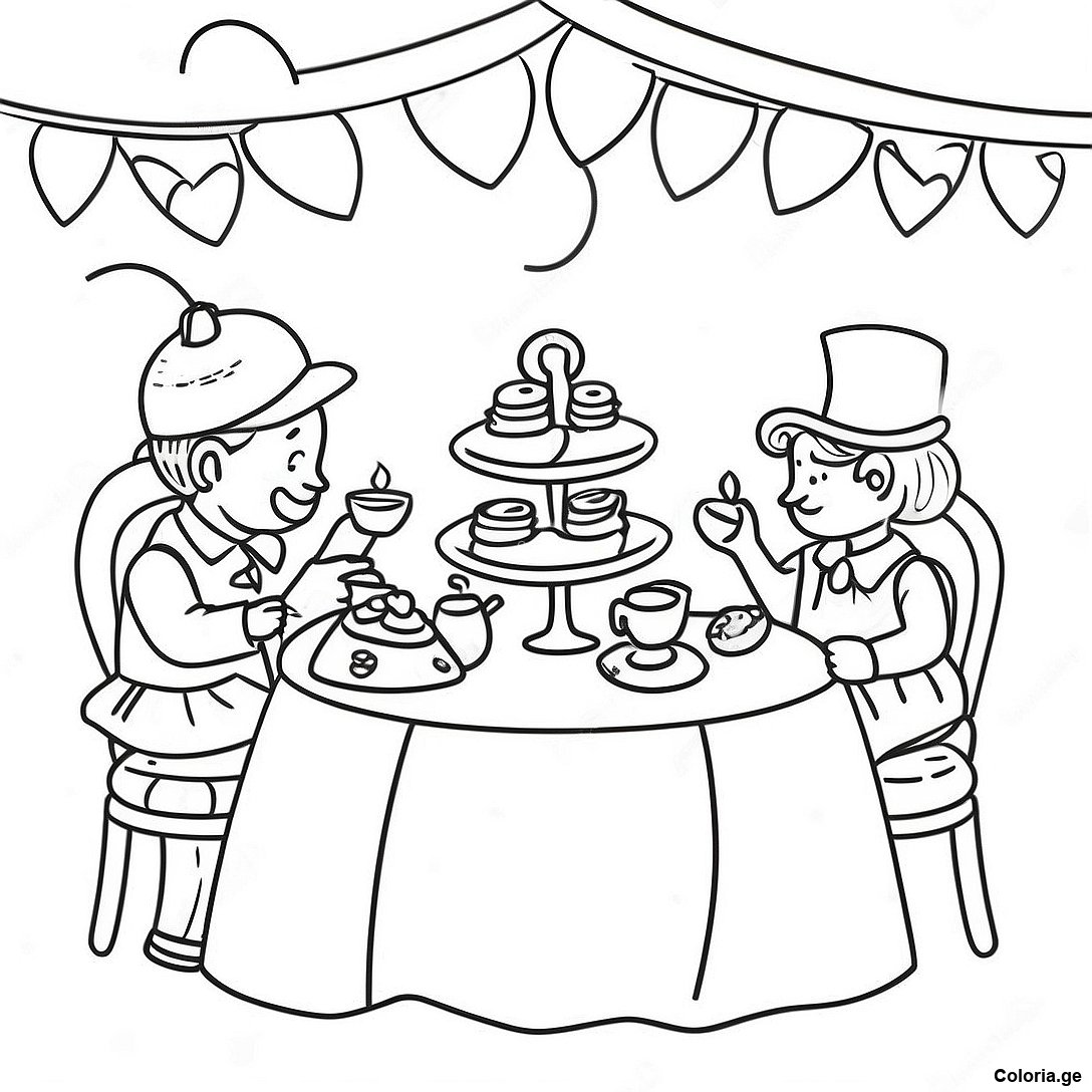 Scene De Fete Du The Vintage Page De Coloriage 79798 21892