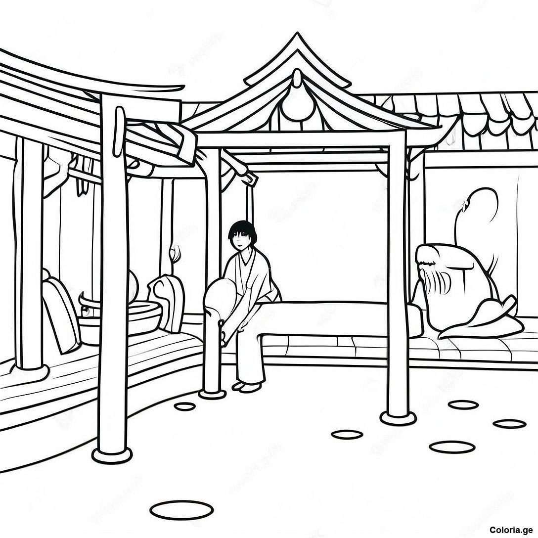 Scene De La Maison De Bain De Voyage De Chihiro Page A Colorier 62140 13690