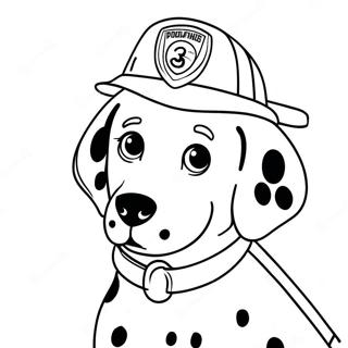 Page De Coloriage De Dalmatien Avec Un Chapeau De Pompier 100038-38715