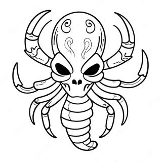 Page De Coloriage De Scorpion Avec Une Tete De Mort Enflammee 100421-39015