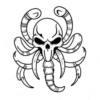 Page De Coloriage De Scorpion Avec Une Tete De Mort Enflammee 100421-39016