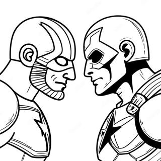 Page A Colorier De Captain America Contre Le Crane Rouge 10059-1134