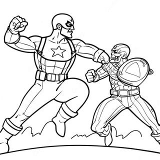 Page A Colorier De Captain America Contre Le Crane Rouge 10059-1136