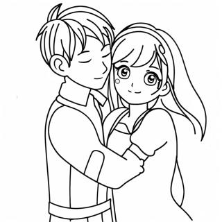 Couple Anime Mignon Pages À Colorier