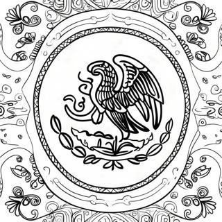 Page De Coloriage Du Drapeau Mexicain Avec Des Symboles 101035-39498