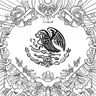 Page De Coloriage Du Drapeau Mexicain Avec Des Symboles 101035-39500