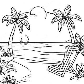 Page De Coloriage De Paradis Tropical A La Plage 101189-39609