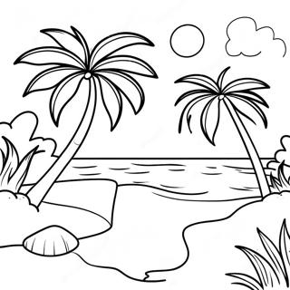 Page De Coloriage De Paradis Tropical A La Plage 101189-39611