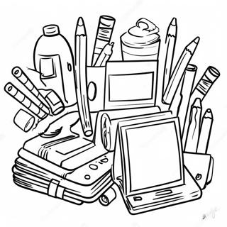 Page De Coloriage Fournitures Scolaires K 12 Colorees 101522-39977