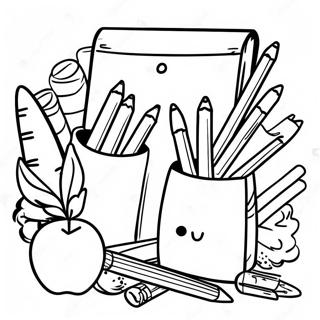 Page De Coloriage Fournitures Scolaires K 12 Colorees 101522-39979